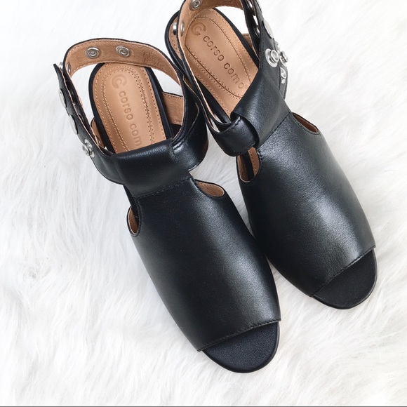 Corso Como | black leather button strappy mules - Picture 3 of 6